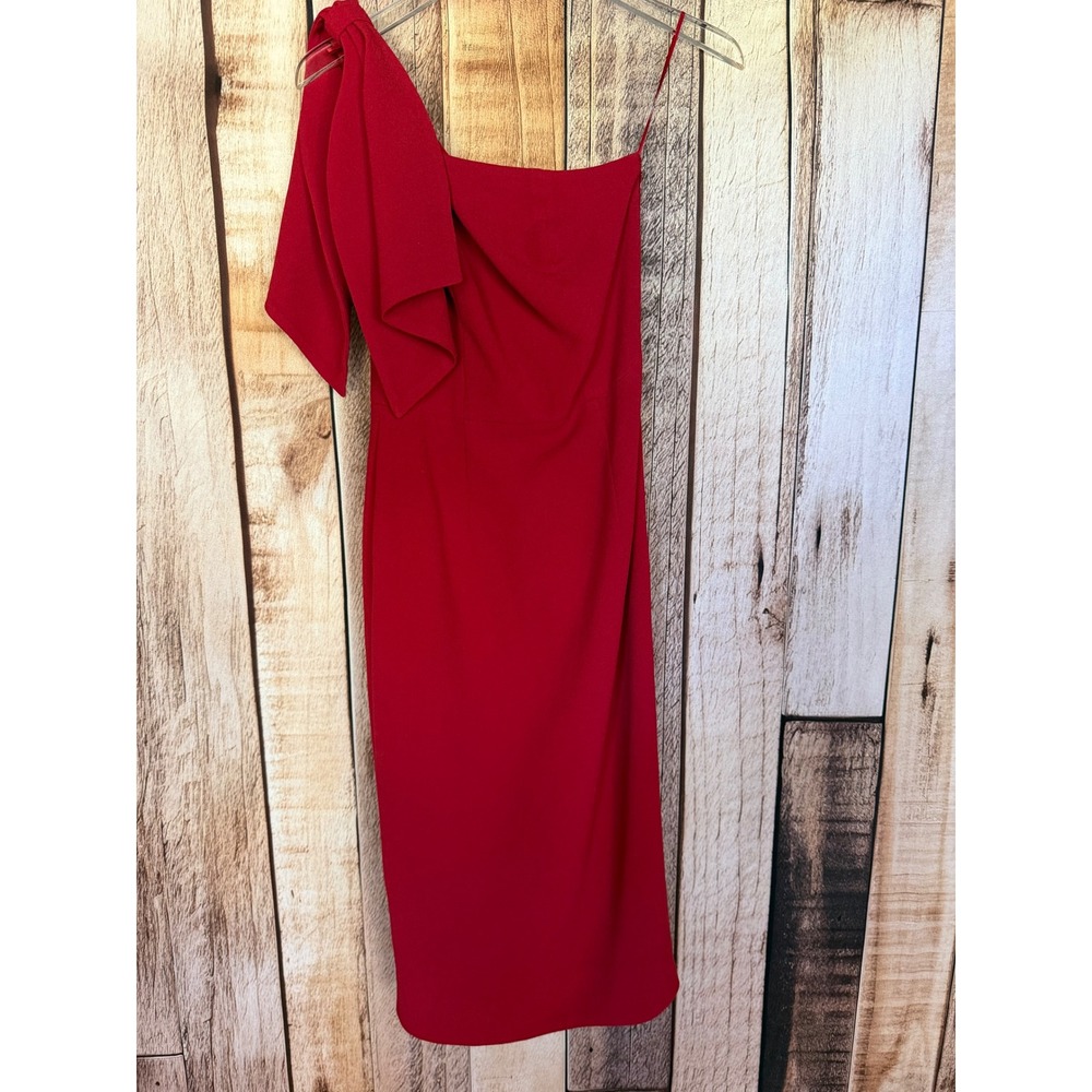 Dress the Population Tiffany One Shoulder Midi Dress Red Holiday Party Small